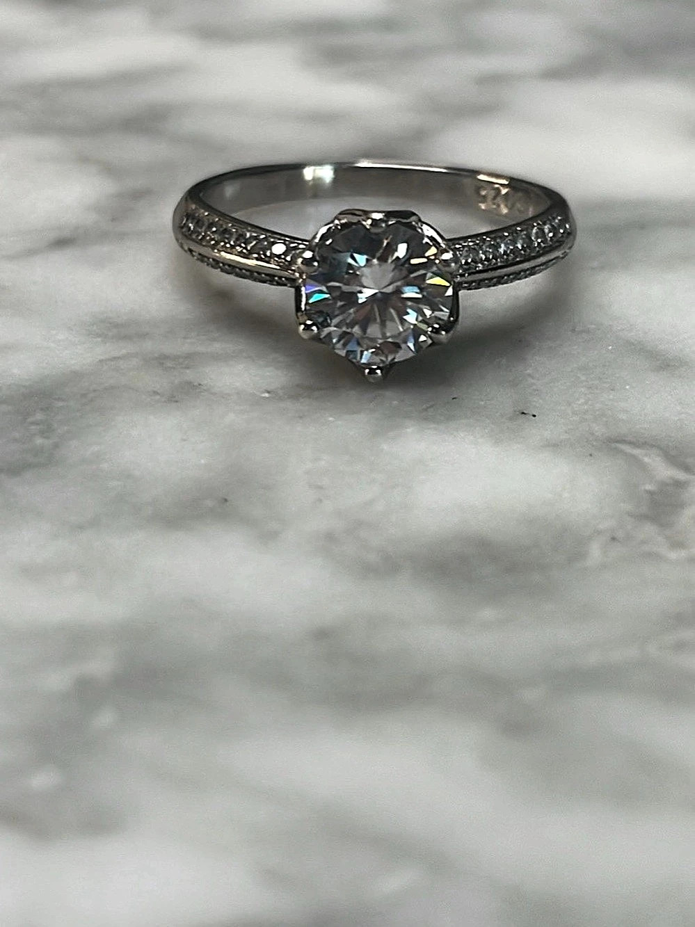 Sterling Silver Moissanite Solitaire Ring Size 6.5